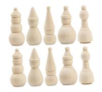 BESTonZON 10pcs Miniature Unfinished Wooden Snowman Peg Dolls DIY Craft Painting Kits for Adults Portable Blank Peg Figures for Holiday Decorations and Cake Toppers