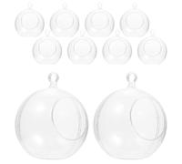 BESTonZON 10pcs Plastic Fillable Ornaments Balls with Glass Baubles to Fill, round Shape, Can Open to Put Objects, for Christmas Tree and Party Decor