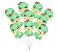 BESTonZON 10pcs Snake Balloons Green Foil Animal Decorations for Year Snake Zodiac Birthday Shower Party Plastic Easy Inflate