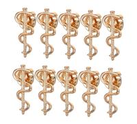 BESTonZON 10pcs Snake Caduceus Brooch Stylish Badge Pins for Doctors Nurses Medical Students Jewelry Symbolic Representing Health Protection