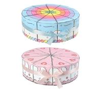 BESTonZON 10Pcs Triangle Shaped Cake Candy Boxes Set, Individual Paper Party Candy Containers with Pink Strawberry Blue Rainbow Pieces, Birthday and Wedding Favor Biscuit Pastry Boxes