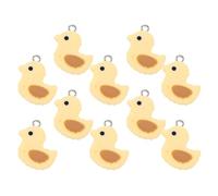 BESTonZON 10pcs White Duck Cookie Charms for Jewelry Making DIY Mini Pendant Earrings Necklace Keychain Craft Accessories