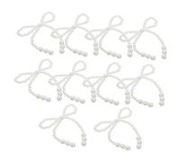 BESTonZON 10pcs White Faux Pearl Bow Cake Decorations Flexible Bow Shape for Wedding Bridal Shower Birthday Party DIY Flower Wrapping Ornaments Material