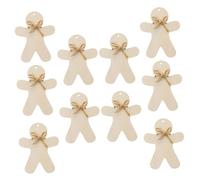 BESTonZON 10Pcs Wooden Christmas Tree Hanging Ornaments Set, Gingerbread Man Hollow DIY Wood Tags with 60Cm Strings, Xmas Tree Decorations for Holiday Party and Festive Scene