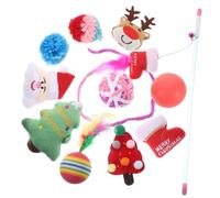 BESTonZON 11pcs Christmas Cat Toy Set Squeaker Cat Teaser Stick Multifunctional Interactive Toys for Indoor Holiday