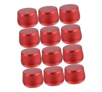 BESTonZON 12pc Red Tinplate Tea Can Round Storage Jars Multi-purpose Sundries and Jewelry Organizing Boxes Sealed Lid for Craft Storage and Home Organization
