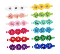 BESTonZON 12PCS Adjustable PET Rhinestone Flower Collar for Cats and Dogs Sparkling Bow Tie Design Suitable for Small Pets Crystal Flower Neckties