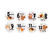 BESTonZON 12pcs Animal Pattern Stickers Creative Round Self-Adhesive Month Stickers for Newborn Photography Cute Growth Tracking for Showers