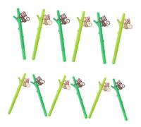 BESTonZON 12pcs Creative Student Gel Pens Set, Cute Monkey Design Soft Rubber Grip Water-Based Ink Writing Pens for School Office, Light Green and Dark Green Colors Portable Daily Use