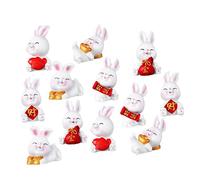 BESTonZON 12Pcs Mini Rabbit Figurines Small Bunny Modeling Statues Resin Desktop Ornaments for Miniature Garden Micro Landscaping Easter Decorations Gift