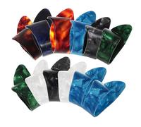BESTonZON 12Pcs Thumb Finger Style Finger Protectors Guitar Picks with Grip Xylonite Nylon Material Natural Feel Assorted Colour for Electric Guitar Beginners and Players 1.30X0.94X0.71In