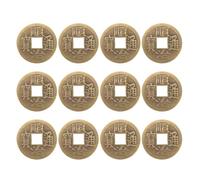 BESTonZON 12pcs Vintage Brass Chinese Fortune Coins Feng Shui Car Hanging Charms Traditional I Ching Wealth Success Decor Accessories for Chinese Year