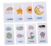 BESTonZON 12Pcs Weather Flash Cards for Learning English Words Double Sided Cartoon Design Eco Friendly Material Portable Early Education Tool for Boys