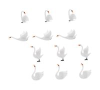 BESTonZON 12Pcs White Swan Miniature Figurines DIY Terrarium Decor Set with Adorable Assorted Designs Durable Micro Landscape Ornaments for Fairy Garden and Home Decoration