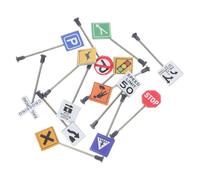 BESTonZON 14Pcs Miniature Traffic Signs for Sand Table Model Educational Ornaments Lightweight and Realistic Road Block Signs for DIY Crafts and Scenic Railway Scenes