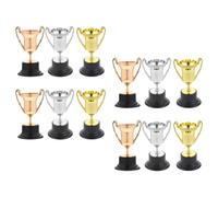BESTonZON 15pcs Mini Trophy Plastic Prize Cups for Sports Awards Party Favors Kindergarten Rewards Gold Silver Bronze Cups for Competition Recognition