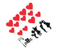 BESTonZON 16Pcs Heart-Shaped Paper Cake Picks Set, Valentine’s Day Cupcake Toppers with Romantic Couple Designs, Dark and Crimson Non-Edible Dessert Decorations for Party Cakes