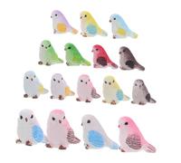 BESTonZON 16pcs Tiny Resin Birds Mini Artificial Birds Fairy Tale Animal Figurines Micro Landscape Ornaments Fairy Garden Accessories