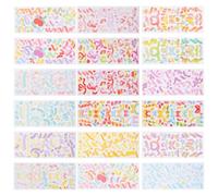 BESTonZON 18 Sheets Rainbow Decorative Ribbon Stickers with Texture Self-Adhesive Scrapbook Craft Stickers for DIY Planners Photo Albums Letters Reusable Scrapbooking Supplies