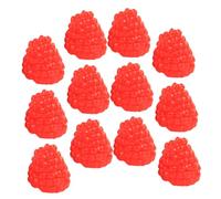 BESTonZON 18pcs Artificial Raspberry Fruit Display Vivid Red Fake Juicy Raspberries for Photo Props Shop Window Decor Home and Party Decoration Teaching Tool for Food and Fruit Education