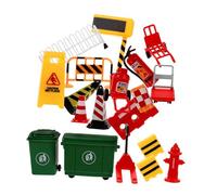 BESTonZON 19pcs Mini Traffic Road Sign for Portable Educational Road Safety Models and Barriers for Early Learning and Construction Play
