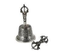 BESTonZON 1set Buddha Bell Pestle Handcrafted Buddhist Handbell Creative Handbell for Meditation Silver for Ancestral Hall Home