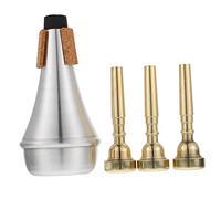 BESTonZON 1set Trumpet Metal Mouthpiece and Practice Mute Kit for Beginners Easy to Clean Comfortable Design Excellent Sound Quality for Trumpet Players