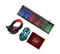 BESTonZON 1set Wired Gaming Keyboard Mouse Set Headset and Mouse Pad Ergonomic Design for Office and Gaming Led Lights for Gamers