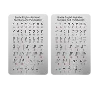 BESTonZON 2 Pack Braille Alphabet Boards with Raised Dots for Letters Numbers Punctuation - Tactile Learning Tool for Blind Children Beginners Home School Education