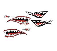 BESTonZON 2 Pairs Shark Mouth Car Stickers Durable Boat Decals Easy to Apply Remove for Cars Boats Kayaks Creative