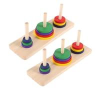 BESTonZON 2 Pcs Colorful Wooden Intellectual Puzzle Board Game Hanoi Tower Puzzle for Adults Creative DIY Fun for Home Parties Smooth Surface Design for