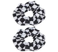 BESTonZON 2 Pcs White Scrunchie Hair Accessories for Women, Elastic Ponytail Scrunchies with Chessboard Pattern Design, Suitable for Hair Types in Daily Life and Party