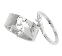 BESTonZON 2 Pieces Alloy Dinosaur Matching Rings Open Band Couple Rings Silver Color Fashion Jewelry Set for Couples