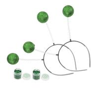BESTonZON 2 Sets Green Martian Antenna Headbands with Glitter Ball Boppers Lightweight Costume Accessories for Adults and Party Decor and Themed Events