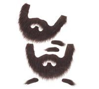 BESTonZON 2 Sets Realistic Fake Beard and Eyebrow Set for Men Brown Lifelike Mustache and Eyebrow Costume Easy to Apply and Remove for Halloween Cosplay Themed Parties and Movie Makeup Pack