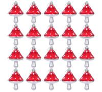 BESTonZON 20 Pcs Christmas Tree Hanging Mushroom Ornaments, Red Plastic Cute Vintage Style, Sturdy and Easy Hanging Holiday Tree Accessories for Xmas and Fall Mushroom Decor
