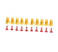 BESTonZON 20 pcs Miniature Traffic Cones and Warning Signs Educational for DIY Dollhouse Scenes and Learning Basic Skills