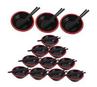 BESTonZON 20 Sets Mini Japanese Dollhouse Kitchen Tableware with Tiny Chopsticks and Plastic Ramen Bowls Colorful Mini Plates for Pretend Play Cooking and Doll Accessories