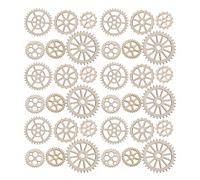 BESTonZON 200pcs DIY Wooden Gear Wood Gear Pieces Blank Wood Discs Chip and Adults Khaki Trendy Steampunk Vintage Style Enhancing Hands on Skills Resistant to Breaking for Random Style