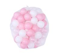 BESTonZON 200PCS Plastic Ocean Balls for Safe PE Pit Balls Tent Mixed White Pink Transparent Colors in Mesh Bag Packaging