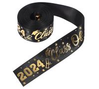 BESTonZON 2024 Graduation Season Polyester Wrapping Ribbon with Hot Stamping, Black 5 Yards X 2.5cm, DIY Packaging Ribbon for Party Decorations and Craft Bow Making