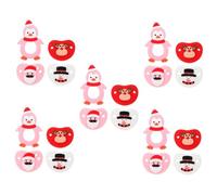 BESTonZON 20pcs Christmas Party Funny Pacifiers for Boy Girl Cute Silicone Chewing Toys Penguin Christmas Snowman Reindeer Santa Safe and Odorless Soothers for Teething Relief and Showers