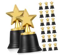 BESTonZON 20Pcs Five-point Star Plastic Trophy for Awards Classroom Prizes Party Favors Competition Recognition with Shiny Coating and Miniature Design