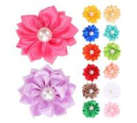 BESTonZON 20pcs Pet Flower Hair Ties for Dogs and Cats, Decorative Webbing Material, Delicate and Chic Style, for Photo Shoots and Birthdays to Make Your Pet Stand out Color