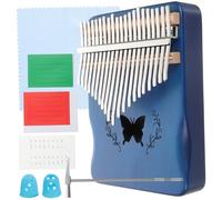BESTonZON 21-key Wooden Square Kalimba Thumb Piano, Blue Decorative Pattern, Child and Adult Finger Piano Suitable for Beginners and Music Learning