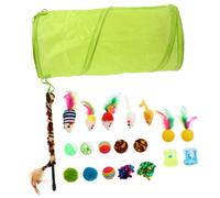 BESTonZON 21pcs Cat Teaser with Bells and Balls Interactive Cat Wand Kitten Accessories for Indoor Play and Active Pet Engagement Random Color