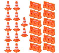 BESTonZON 24-piece Mini Traffic Cones And Signs Toy Set for Kids - Educational Traffic Play Set with Mini Barriers for Road Safety Learning And Creative Play