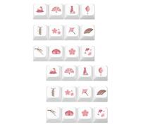 BESTonZON 24pcs Cherry Key Caps Floral Pattern Dye Sublimation Material Keycap Gaming Keyboard Keycaps Easy to Install Keyboard Accessory