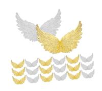 BESTonZON 24pcs Mini Plastic Angel Wings Cake Topper Decorations for DIY Crafts Wedding Birthday Holiday Party Accessories Easy to Clean and Reusable Gold Silver Embellishments