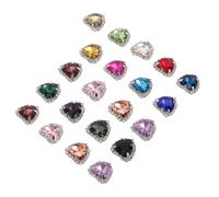 BESTonZON 25pcs Heart Shaped Rhinestone Buttons for Sewing Mixed Color Crystal Decorative Metal Buttons 12mm Inner 16mm Outer Diameter, DIY Clothing and Wedding Dress Random Color